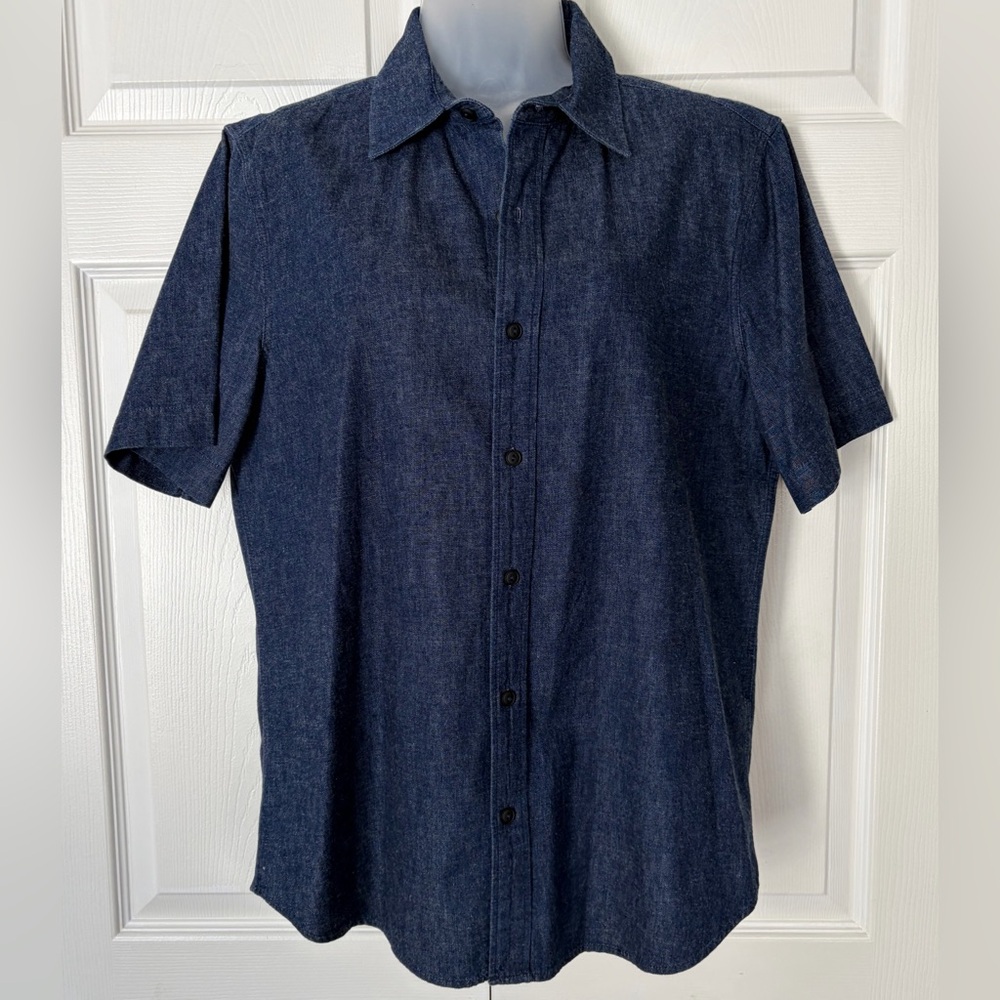 3x1 NYC Button Down Shirt Men’s Short Sleeve Dark Denim Size Medium